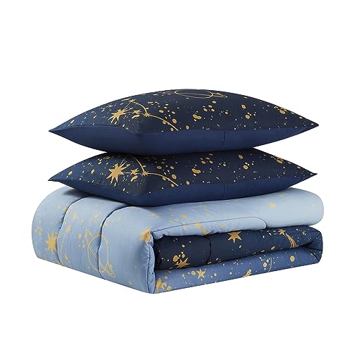 Image of Kids Bedding Set Bed in a Bag for Boys and Girls Toddlers Printed Sheet Set and Comforter, Full, Galaxy