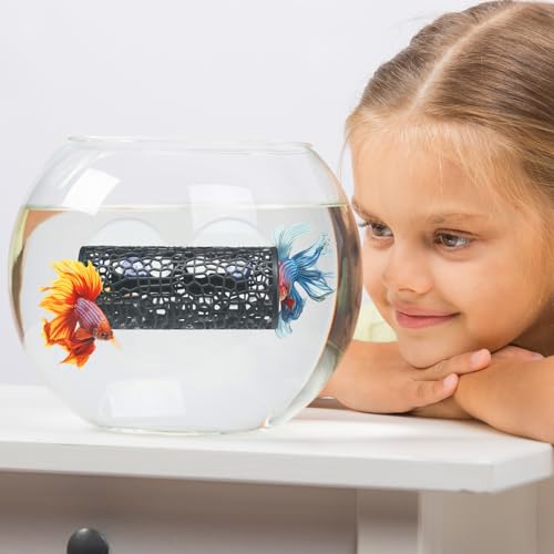 Image of Honeydak 2 Pcs Betta Fish Tank Accessories Black Betta Tunnel Fish Toys Safe Hollow Hammock Cave Aquarium Decor Hideout Tube Shelter with Suction Cups for Small Fish Shrimp Reptile Guppies