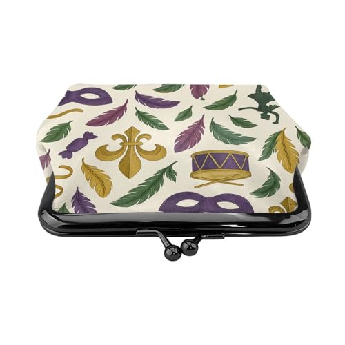 Pu Leather Buckle Coin Purse Fleur-De-Lis Carnival Design Girls Kiss-Lock Change Purse Wallets2