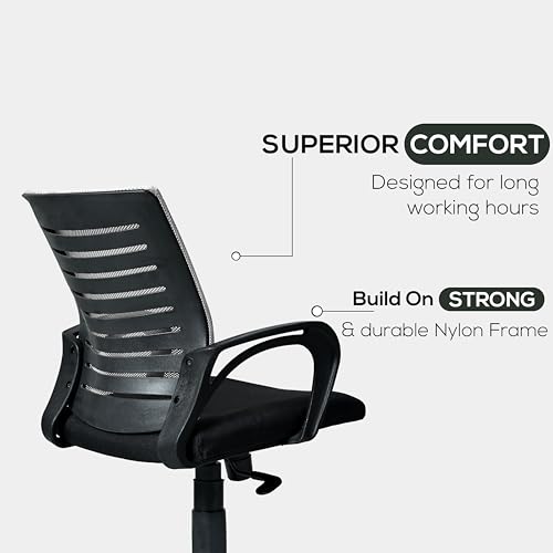 Image of Seventh Heven Bolt Mid Back Revolving Office Chair for Work from Home, Study, and Computer Use | Heavy Duty Base | Ergonomic Mesh Design | Durable & Comfortable Seating (Greyer Mesh)