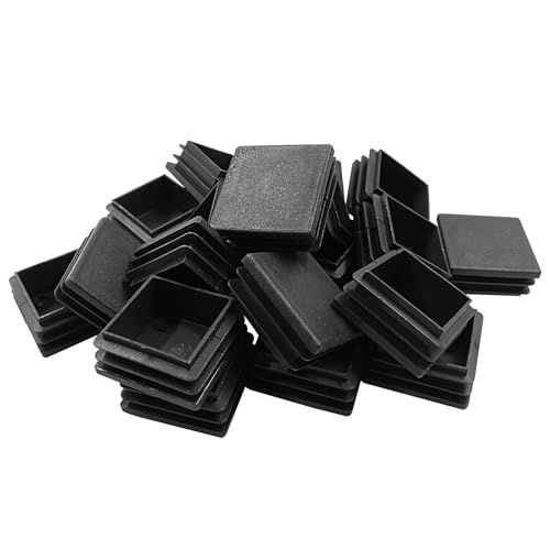 Image of Zorfeter 1-1 /2 Inch Square Black Plastic Plugs, 30 Pcs | Fit 1-1 /2 Inch Square Metal Tube, Tubing End Caps, For Fence and Chair Legs