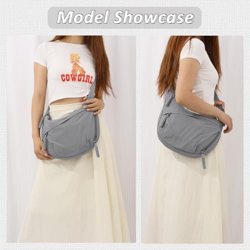 Fecialy Crescent Hobo Crossbody Bag - Multi-Pocket Sling Moon Slouchy Dumpling Bag for Women & Men2