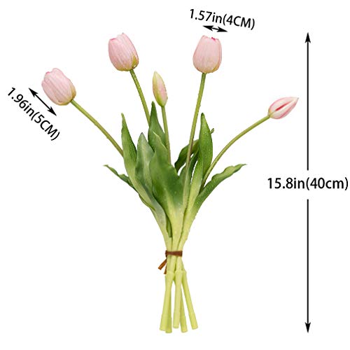 DUYONE 15pcs Artificial Tulips Flowers, Real Touch Latex Bouquet - Image 2