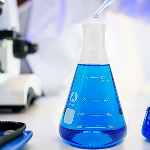 Glass Flask Erlenmeyer Flask Set Narrow Mouth 500ml Graduated Flasks