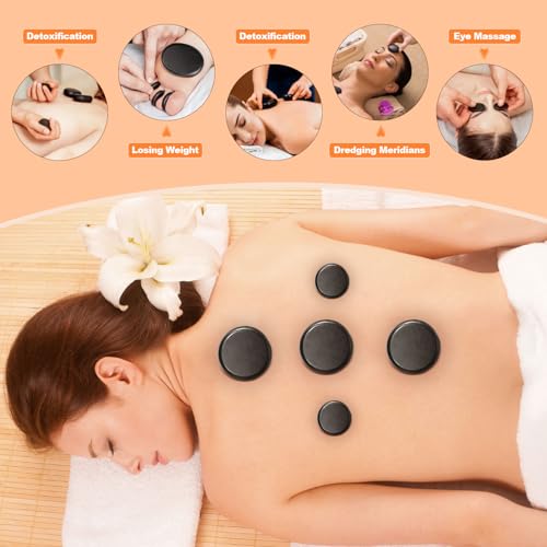 Primachen Hot Stones Massage Warmer Kit, 21 Pcs Hot Stones Massage Set, Hot Rocks Basalt Massage Stones for Home Spa Warming Therapy Relaxing - Thumbnail 4