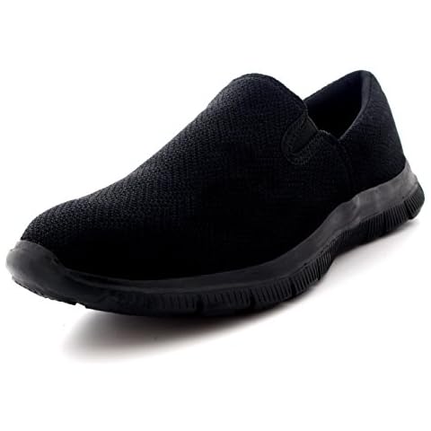Womens Walking Lightweight Casual Mesh Slip On Loafer Sports Trainers - Black - UK5/EU38 - BS0175 Cover