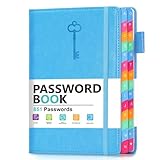 hi!SCI Password Keeper Book with Colorful Alphabetical Tabs, Hardcover Password Log-Book for Internet Password and Website Address, 5.8"×8.4" Password Notebook for Home Office (Blue)
