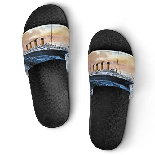 Retro Titanic Famous Old Historic Home Slippers Non-Slip Open Toe PVC Shower Slippers Fashion Sandals for Men Women