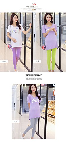 Calça legging de grávidas Gaorui para gestantes, comprimento total, stretch sobre a barriga, Light B