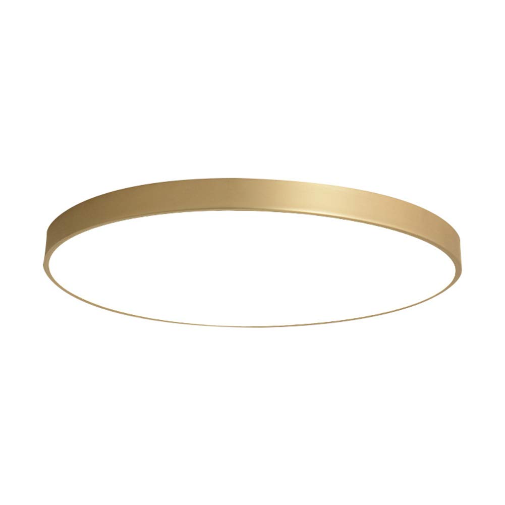 AIRUI Round Ceiling Light Gold Brass Flush Mount Ceiling Lamp Modern Ultra-Thin LED Light Fixture for Living Room Hallway Bedroom Kitchen,Brass+WhiteLight-30cm+27W