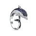 Produktbild Nautisch Pave Zirkonia Navy Blau CZ Wickelring Erklärung Dolphin Ringe Für Damen Schwarz Silber Messing Verchromt