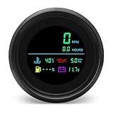 6-in-1 Digital Gauge: Tachometer (0-19999 RPM), Hour Meter, Water Temp (℉/℃), Fuel Level, Oil Press (PSI/BAR), Voltage (0-99.9V) - 85mm AUTO Boat Gauge for 12V/24V Car Truck