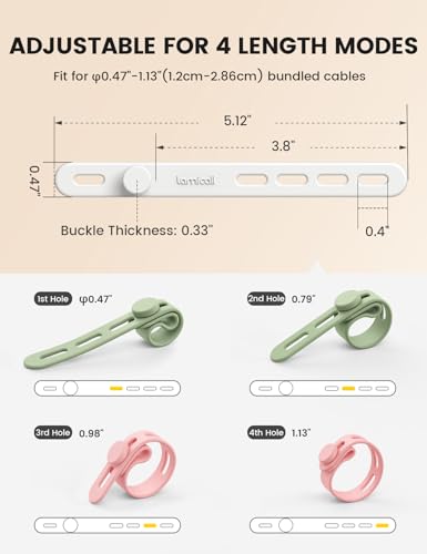 Lamicall 20Pack Silicone Cable Ties Cord Organizer - Elastic Durable Reusable Cord Straps, Cable Wraps Management, Home Office Dorm Organizer Ties for Phone Charger Electrical Wire, Travel Essentials
