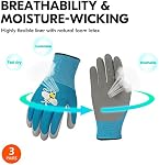 Vgo 3Pairs Age 5-7 Kids Gardening Gloves,Children Yard Work Gloves,Soft Safety Rubber Gloves(XXS,Blue+Green+Purple,RB6013-KID)