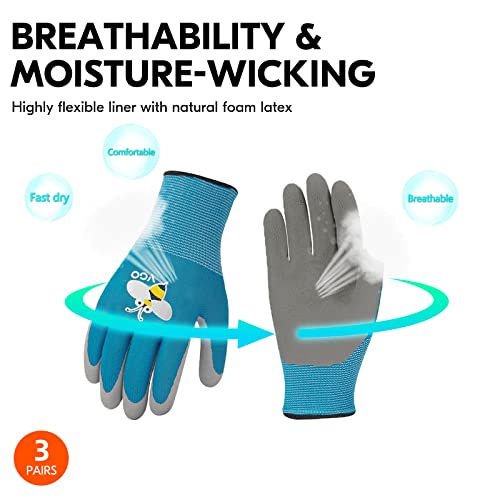 Vgo 3-Pairs Age 7-9 Kids Gardening Gloves, Children Yard Work Gloves, Soft Safety Rubber Gloves (Xs, Kid-Rb6013) #TOP4
