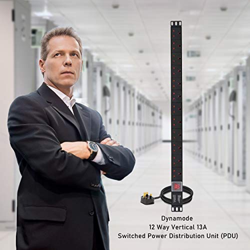 Dynamode Extension Lead - 12 Way Switched Power Distribution Unit (PDU) for Data Cabinet, Server Rack, Office - 1.8m Vertical Extension Cable with UK Plug & Surge Protection for Cable Management - Image 5