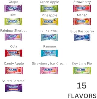 HI-CHEW Variety Mix, Pack of 6 Bags Including Salted Caramel - 15 Flavor Assort Sweet and Sour Chewy Fun Soft Candy Variety Pack - Immensely Juicy Fruity Flavors - Individually Wrapped for Sharing
