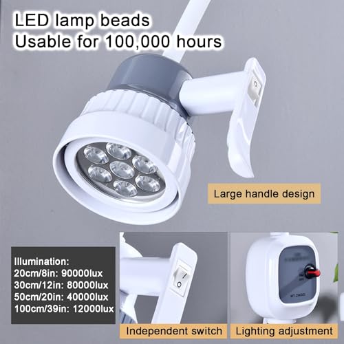 Lampe chirurgicale LED mobile haute précision 7500lux avec plateau de soins