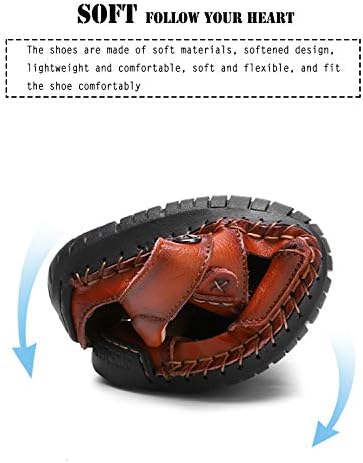 MIXSNOW Mens Leather Sandals Summer Casual Water Shoes Walking Outdoor Beach Travel Slippers （Yellow Brown 44） | Image 3