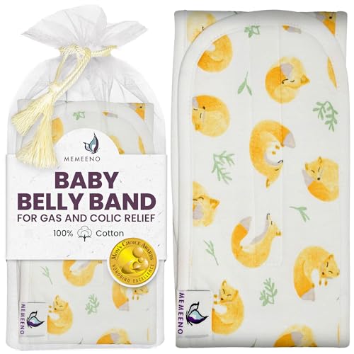 MEMEENO Baby Belly Band for Gas &amp; Colic Relief - Heated Tummy Wrap for Newborns, Sleep Fox