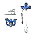 Handheld Electric Concrete Mixer, Portable Cement Mixer Paint Fodder Stirring Tool, Adjustable 6 Speed, 1700 U/min, Galvanized S-bar Paddle, 580-600MM Stirrer,Blue