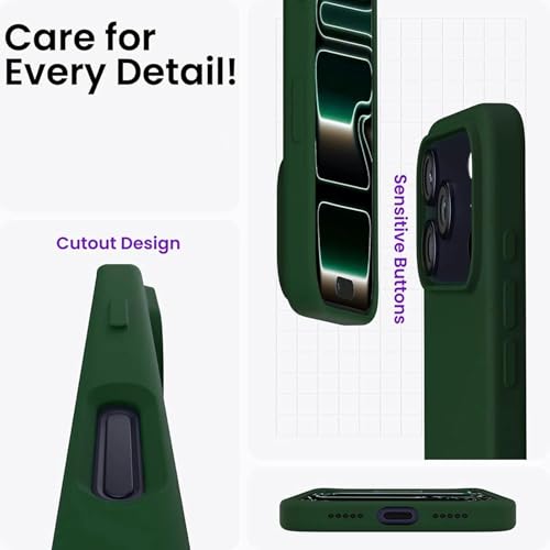 Image of Back Cover Compatible with iPhone 17 Pro Max Case Liquid Silicone Full Protection Shock Proof Back Cover for iPhone 17 Pro Max (Dark Green)
