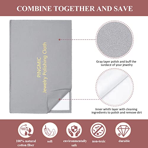 PINGMIC 6 Jewelry Cleaning Cloth, Professional Silver Polishing Cloth for Jewelry Sterling Silver Gold Platinum Copper Diamond, Multi-Layer polishing Cloths (11'' x 14'' * 2 Pcs, 4'' x 8'' *4 Pcs) by PINGMIC - Image 3