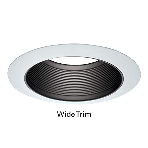 Halo 6100Bb 6" White Tapered Metal Baffle Recessed Trim With 2 White Rings, Narrow And Wide, Black #TOP2