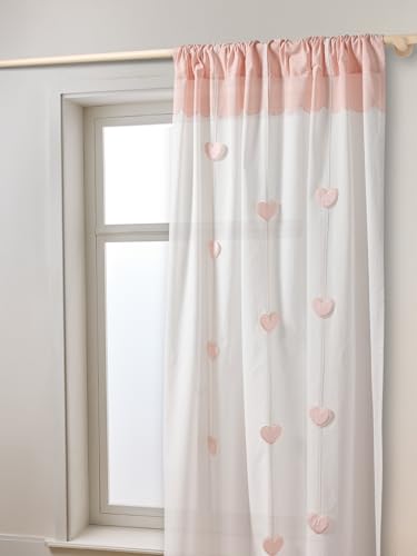 VERTBAUDET Rideau tamisant Guirlande Coeurs Rose pâle 135X240