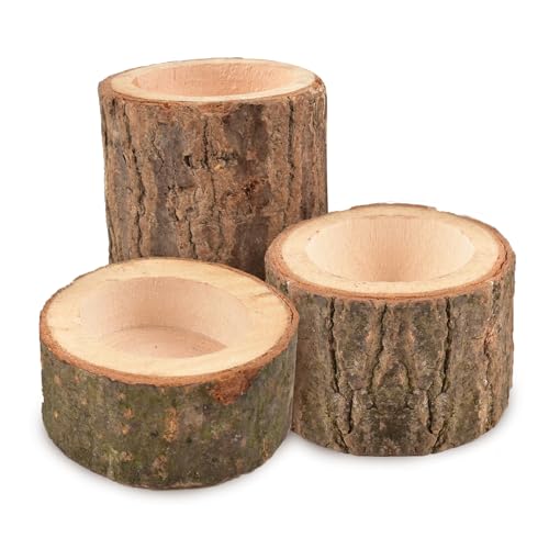 Hagao Tea Light Candle Holders, Personalized Wooden Votive Tealight Holder for Wedding Party Birthday Holiday Set of 3 (1