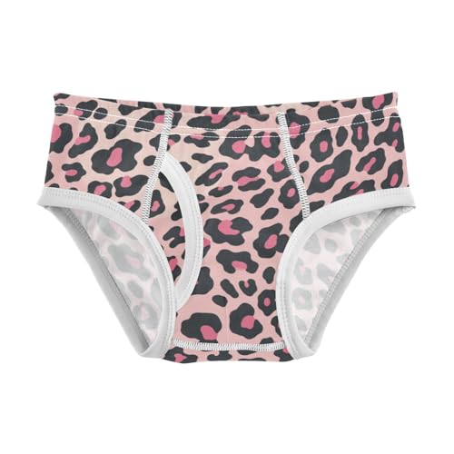 KLL Leopard Pattern Pink Black Toddler Boys' Pure Cotton Athletic Underwear Cute Children Panties