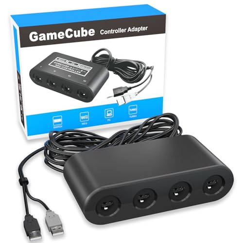 Gamecube Adapter for Nintendo Switch / Wii U / PC and Switch 2 Gamecube Controller Adapter, Super Smash Bros Adapters for NGC Controller, Support Turbo and Vibration Features with 180cm USB Cable