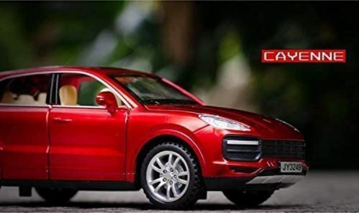 Image of WORSHIPER 4 Wheel Drive Metal Car Pull Back with Open Doors, Engine Cover, Tail with Front and Rear Light & Music Great Gift for Boys and Girls Above (Mini Porsche Cayenne), Multicolor