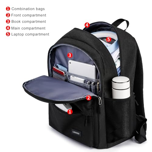 School Backpack for Teens Boys, 15.6 Inch Laptop Backpack with USB Charging Port & Water Resistant Design, College High School Book Bag for Students, Black2