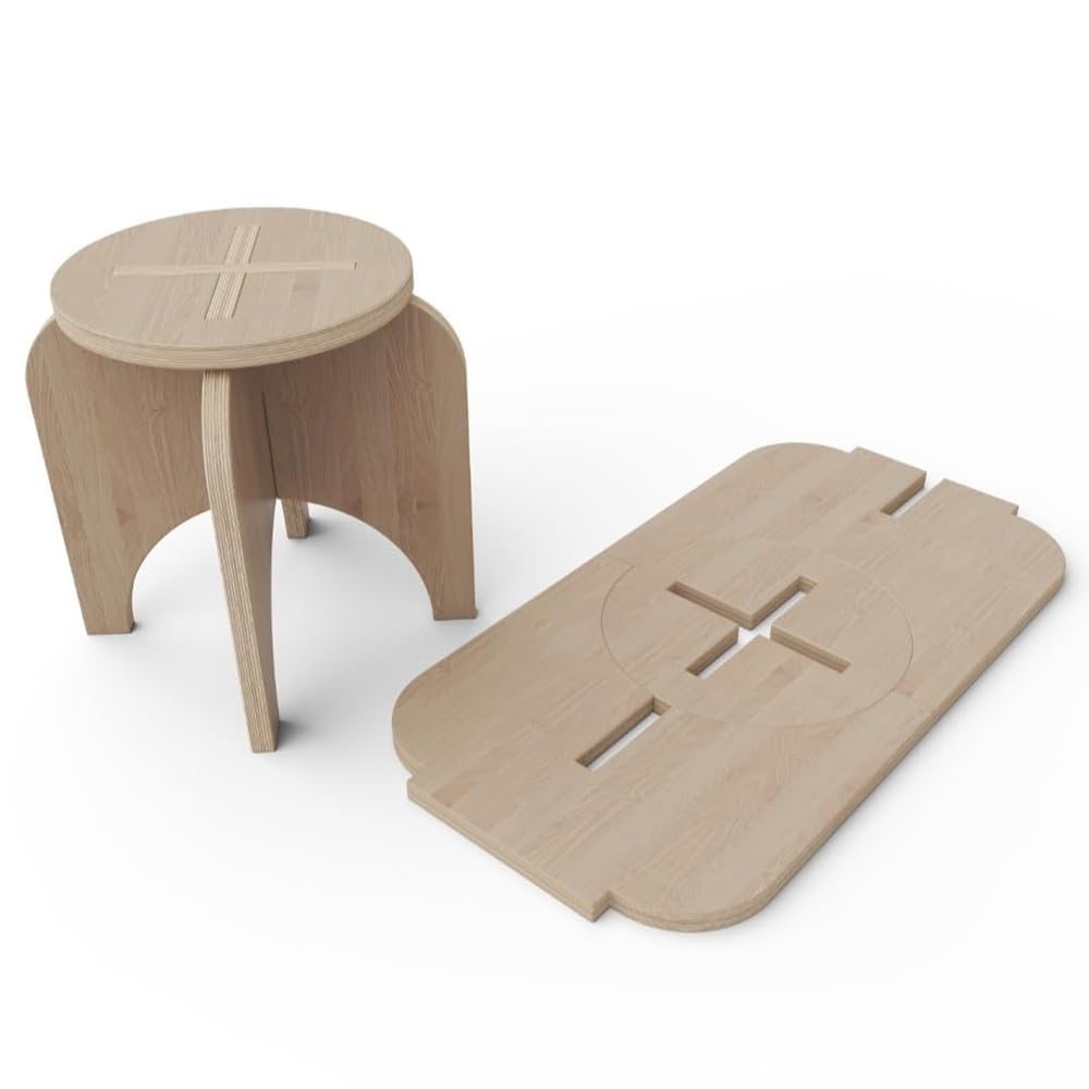 Foldable Wooden Stool for Adults & Kids, Portable Round Wooden Chair, Easy Assembly Space Saving Sitting Stool for Home, Living Room, Bedroom, Office. (Big)-picture-11