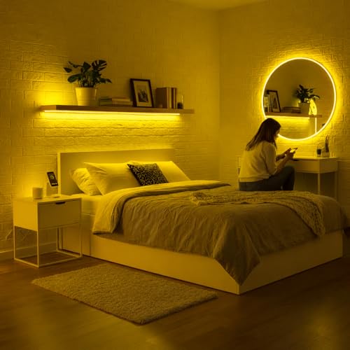 Image of Yellow Neon LED Strip Light 5 Meter with Adapter | Flexible IP65 Waterproof Silicone Rope Light for Indoor and Outdoor Bedroom, Ceiling, Gaming Room, Party & Decoration