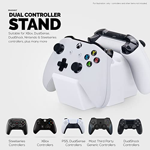 Image of Game Controller Holder & Desktop Pen Organizer Stand With Ten Slots for Pens, Pencils, Stationery, Craft Tools & More - Universal Design for PS5 XBOX SERIES X ONE PS4 SWITCH PC Gamepads - D05 - White