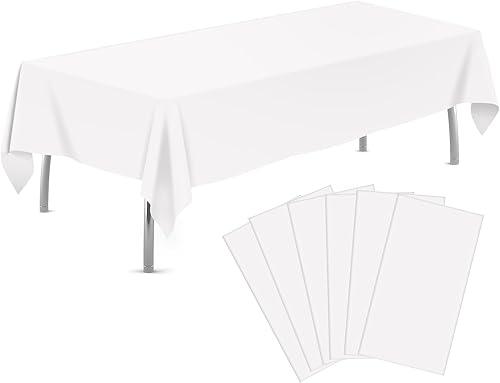 Paquete de 6 manteles de plástico desechables de 54 x 108 pulgadas, manteles rectangulares de plástico para fiestas
