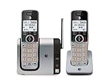 AT&T CL81214 DECT 6.0 Expandable Cordless Phone with Caller ID and Big Buttons, Silver/Black with Two handsets