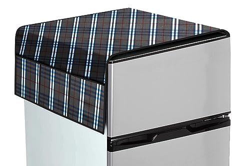 Image of The Furnishing Tree Fridge Top Cover Compatible for Samsung RT34C4522B1 /HL, 301 LTR WxL 65x111 in CM Checkered Pattern Black White