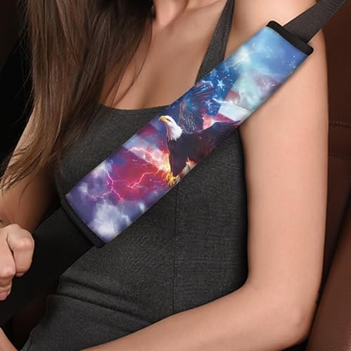 Image of AFPANQZ 3D Eagle Flag Auto Seat Belt Covers for Adults Children 2 Pack Safety Seatbelt Pad Cushion Kit Universal Daiper Bag Backpack Shoulder Straps Pads Comfortable Universal