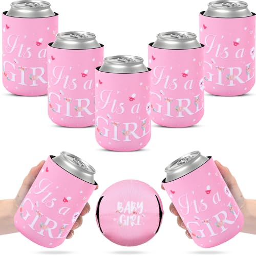 Ninehaoou 24 Count Gender Reveal Party Favors Baby Shower Decorations Girl Boy Baby Party Beer Can Coolers Sleeves Pink Beverage Sleeves for Sprinkle Decorations Gender Reveal Gifts