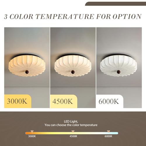Plafonnier tissu wabi-sabi beige de Ø50cm dimmable avec télécommande