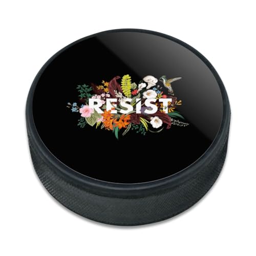 GRAPHICS & MORE Feminist Resist Flowers Ice Hockey Puck