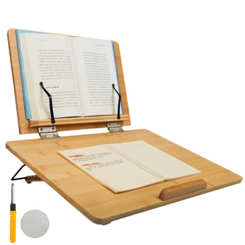書見台 勉強 卓上 ブックスタンド 学習台傾斜台 木製 竹製 姿勢改善 軽量 ブックエンド 子供 学生 絵描き 勉強道具 筆記台 高さ調整可 角度調整可 在宅勤務 (50枚の二重層大)