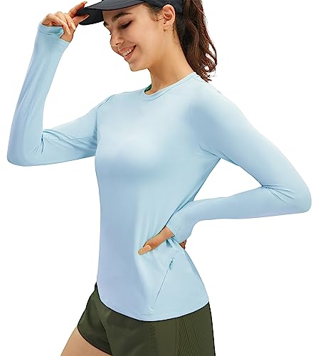 Persit Long Sleeve Workout Shirts For Women Uv Protection Athletic Hiking Spf Upf 50 Sun Shirt Running Fishing Yoga Tops-Blue-M #TOP23