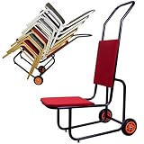 Carrello per sedia con capacità di 10 sedie, carrello di trasporto commerciale per impilare sedie in plastica, resina e legno