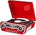 Crosley CR6047A-RE Powel 7-in-1 Bluetooth in/Out Vinyl Record Player with AM/FM Radio, CD Player, and Aux-in, Red