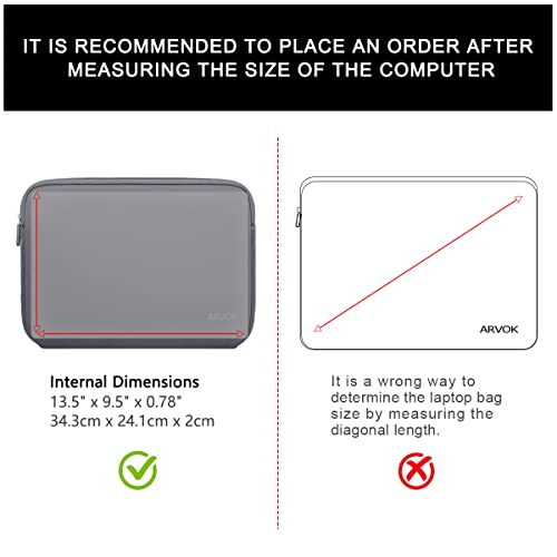 Image of Arvok 13 13.3 14 Inch Laptop Sleeve Case for MacBook Pro /MacBook Air 13-14 inch, Water-Resistant Notebook Chromebook Computer Pouch, Carrying Bag Cover for HP /Dell /Lenovo /Asus /Acer, Gray