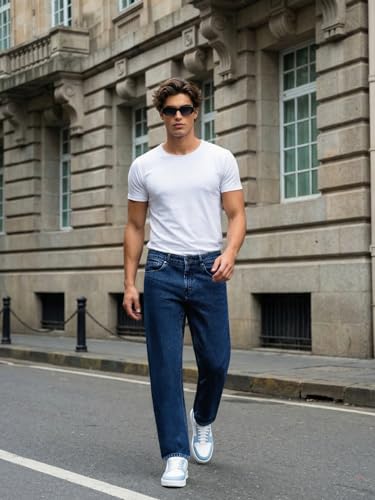 Image of Urbano Fashion Men's Relaxed Fit Washed Denim Jeans Non-Stretchable